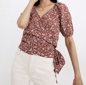 NWT Madewell Puff Sleeves Wrap Top XXL